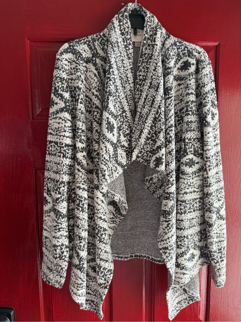 Knox Rose Black & White Aztec Open-Front Cardigan